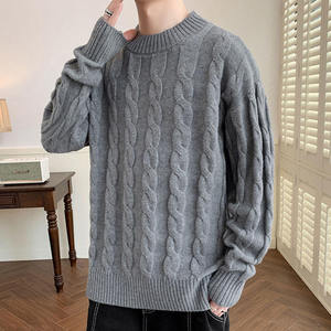 AMERICAN TRENCH CLOTHING Suéter de punto para hombre, cuello redondo, manga larga, jersey grueso con patrón sólido, poliéster/algodón, antiencogimiento - Product Image 5