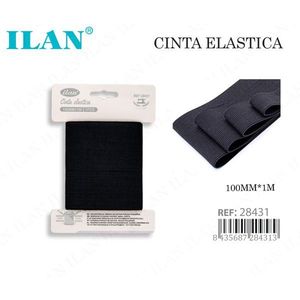 Bande élastique Ilan 100 mm x 1 m noire pour la couture et l'artisanat - Product Image 1