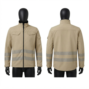 Chaqueta de Trabajo para Hombre, Calidad Premium, Poliéster y Cuero, con Capucha, Impermeable, Anti-UV, 280 GSM, Color Caqui, Franjas Reflectantes, Logotipo Personalizado, Invierno - Product Image 1