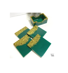 Posavasos de Madera de Acacia y Resina Ecológicos, Juego de Posavasos Naturales Cortados en Troncos, Duraderos, para Decoración del Hogar, Cocina, Hotel, Alfombrillas y Protectores - Product Image 3