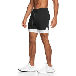 Wholesale Men's Double <b>Layer</b> Sport Shorts Built-in Compression Shorts Breathable Training Shorts for Running Custom Logo - Product Image 6