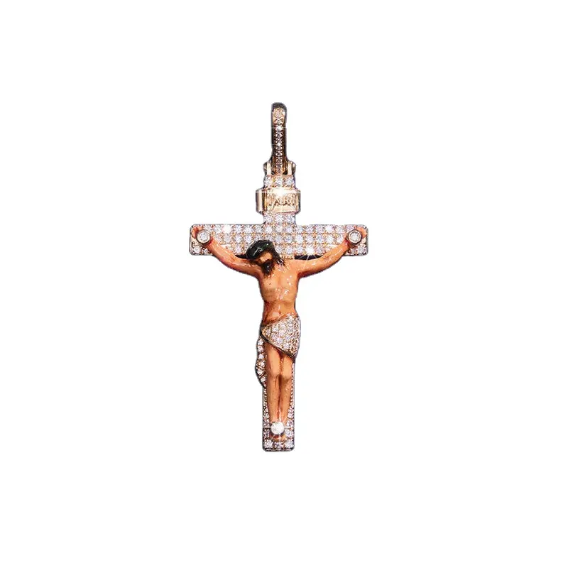 Exquisite Silber 925 SILBER ENAMEL JESUS AUFHänger Massivmetall 10KT und 14KT Reinheit Hip Hop-Aufhänger