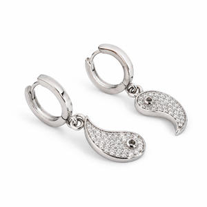 Pendientes de Aro con Moissanita de Corte Brillante Redondo, Plata de Ley 925, Engaste Pavé, Joyería para Propuesta, Regalo - Product Image 3