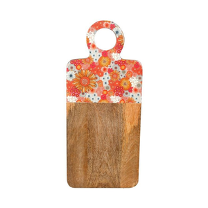 Solid Handmade Acacia Wood Chopping Block Kitchen With Floral Printed Best Quality & Top Price - Product Image 4