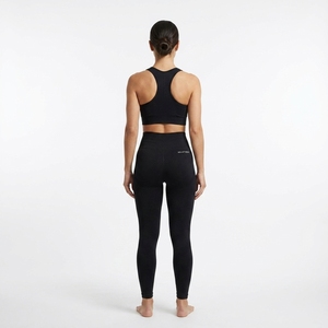Women Black High Waist Seamless Yoga Leggings and <b>Racerback</b> Sports <b>Bra</b> Fitness Activewear Set - Product Image 4