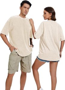 Camisetas de Manga Corta Extra Grandes para Hombre, Estilo Vintage, Lavado Ácido, 100% Algodón Jersey 260g, Color Sólido con Estampado, Ecológicas - Product Image 3