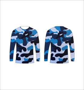 T-shirt de performance athlétique à manches longues camouflage bleu léger pour l'entraînement physique - Product Image 1