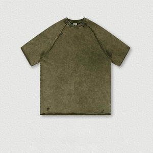 เสื้อยืดพิมพ์ลายสตรีทแวร์วินเทจฟอกสีสไตล์ย้อนยุคสำหรับผู้ชายคุณภาพสูง ขายส่ง ผลิตตามสั่ง ผ้าฝ้ายคุณภาพสูง แขนสั้นเนื้อหนา - Product Image 5