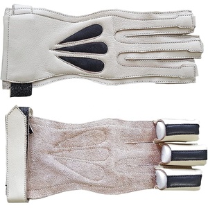 Guantes de tiro con arco KyzoFire de cuero genuino al por mayor, con cierre de gancho y bucle, unisex, protectores para caza con arco y protección para los dedos. - Product Image 1