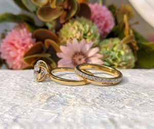 Anillo de Compromiso de Lujo Personalizado de Oro Amarillo Sólido de 14K con Diamante Cultivado en Laboratorio con Corte Brillante Certificado por IGI, Juego de Anillos para Boda - Product Image 6