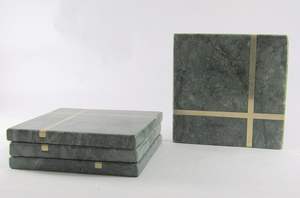 แผ่นรองแก้วหินอ่อนลายสี่เหลี่ยมพร้อมลายทองเหลือง ของตกแต่งขนาดเล็กสำหรับโต๊ะอาหาร หม้อร้อน แก้วน้ำ ทนทาน ใช้งานได้นาน เหมาะเป็นของขวัญ - Product Image 3