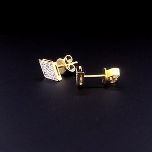 925 Silver Gold Vermeil Kite Shape Cluster Pave Brilliant Cut E VVS IGI Certified Diamond <b>Stud</b> <b>Earrings</b> - Product Image 4