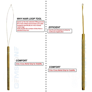 Kit d'outils professionnels pour extensions de cheveux en or, pour l'installation et le retrait de micro-anneaux, avec pinces, ciseaux, crochets et clips - Product Image 6