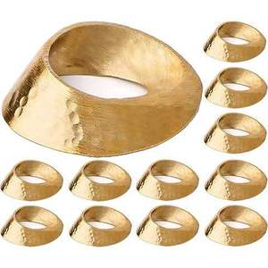 Anneaux de serviette en métal doré de style américain, écologiques, adorables, de haute qualité, pas chers, décoratifs pour mariage, forme de fleur découpée au laser, Lavie - Product Image 3