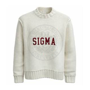 Brotherhood White Men's Sweatshirt Sigma Greek Letter Embroidered Acrylic Knitted Crew Neck Street Fashion Collage Men's <b>Sweater</b> - Product Image 2