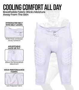 Pantalon de football pour jeunes avec protections intégrées, pantalon d'entraînement de football léger avec fermeture à lacets - Product Image 3