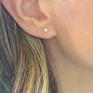 3 Stone Cluster Stud Earring 14k Solid Gold Wholesale Push Back Everyday Wear Trilogy Round Lab Grown Diamond Classic Mini Studs - Product Image 5