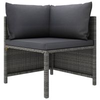 Graues Polyrattan-Eckgartensofa mit Kissen Gartenmöbel Zeitgenössisches Design