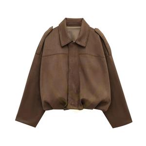 Vente en gros d'usine, nouveaux vêtements, veste en cuir pour femmes, manteau en cuir de mouton véritable, veste en daim pour femmes - Product Image 3