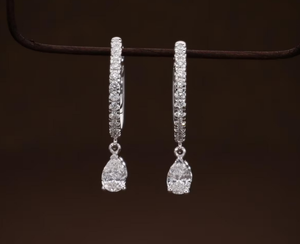 Pendientes de plata de ley 925 con diamantes cultivados en laboratorio en forma de pera, hermosos pendientes, regalo para ella. - Product Image 4