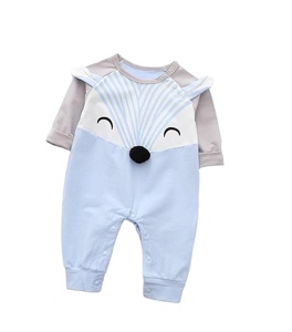 Mameluco de Verano Transpirable de Manga Larga con Estampado de Zorro 100% Algodón para Bebé Recién Nacido + Gorro para Niños Pequeños - Product Image 1