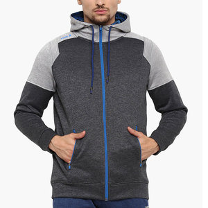 Sudadera Gris con Cierre para Hombre, Corte Regular, Color Sólido, Tejido de Punto, Informal, para Otoño, Transpirable, Diseño de Cuello Redondo - Product Image 1