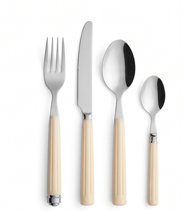 Ensemble de couverts classiques avec manches crème, finition miroir haute brillance, passe au lave-vaisselle, pour les mariages et l'usage quotidien - Product Image 1