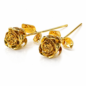 Rose plaquée or 24 carats en gros, fleur naturelle préservée avec boîte cadeau personnalisée, rose à longue tige plaquée or pour la Saint-Valentin - Product Image 1
