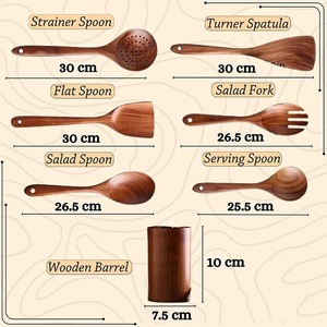 Ensemble de 4 ustensiles en bois d'acacia avec support, antiadhésifs, compatibles lave-vaisselle, écologiques, résistants aux hautes températures, spatules et cuillères de cuisine - Product Image 4