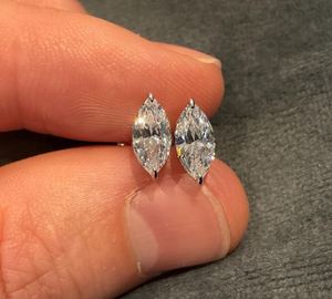 Factory Wholesale Marquise Lab Grown Diamond <b>Stud</b> <b>Earrings</b> 0.50-4.00 CTW IGI Certified DEF VVS VS 14K 18K Gold - Product Image 2