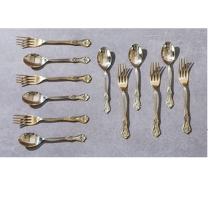 Ensemble de couverts de table d'hôtel, design artisanal, couteau, cuillère, couverts en laiton, ensemble de couverts décoratifs plaqués nickel - Product Image 6