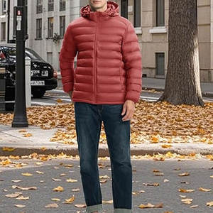 Veste matelassée 3 saisons pour homme, légère, coupe-vent, avec capuche amovible et isolation thermique, personnalisable (OEM) - Product Image 5