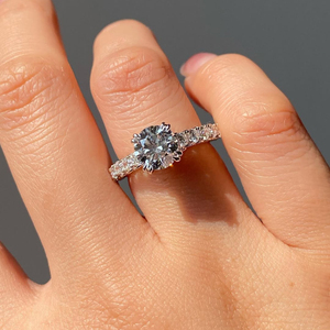 แหวนหมั้นเพชรทรงกลมเพาะเลี้ยงในห้องปฏิบัติการ ดีไซน์วินเทจ ทอง 14k สง่างามเหนือกาลเวลา สไตล์โบราณ ของขวัญเครื่องประดับเจ้าสาว - Product Image 1