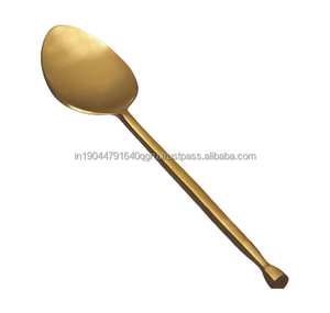 Cuchara de cena de mesa con mango martillado dorado mate de acero inoxidable personalizado de primera calidad - Product Image 1