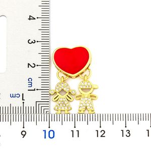 Collana girocollo QIKU con ciondolo a forma di bambino e bambina, colore rosso/nero, catena familiare, gioielli in rame con zirconi cubici per donne, coppie e innamorati, idea regalo - Product Image 3
