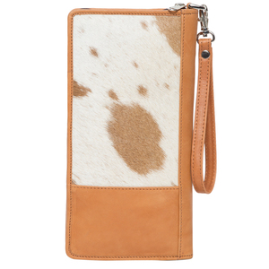 Women's Long Genuine Leather <b>Wallet</b> With Cowhide Print <b>Zipper</b> Closure Fashion Multifunctional Daily Use - Product Image 2