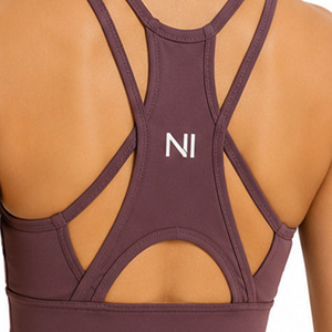 Women's Seamless Scoop Neck Racerback Sports Bra Medium Support Breathable Yoga Top Solid Color Front Logo Nofyan Ind Womens Bra - Product Image 2