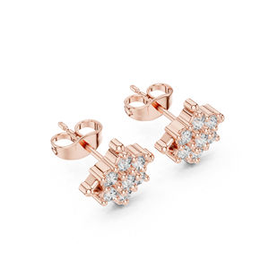 Boucles d'oreilles pour femmes en or blanc 14 carats avec diamants de laboratoire ronds pour un usage quotidien |   Nouveau diamant cultivé - Product Image 4
