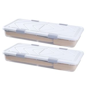 Contenitori Sottolletto Grigi 20.1 X 5.9 Pollici con Coperchio e Chiusura a Scatto, Organizer per Scarpe, 39.8 X 20.1 X 5.9 Pollici, Contenitore Sottolletto con Ruote - Product Image 1