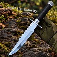 Nouveau couteau de chasse Bowie en acier Damas, lame dentelée de 0,5 mm à pointe clip, manche en caoutchouc, qualité industrielle, pour camping et survie en extérieur