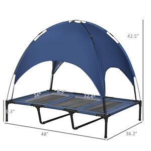 Cuccia Portatile per Cani 48x36" con Tettuccio Parasole Anti-UV e Tappetino Rinfrescante Blu Scuro per Animali di Piccola Taglia - Product Image 3