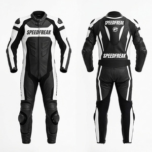 Combinaison de course moto en cuir intégral Speedfreak pour homme, une pièce, noir et blanc, coupe-vent, toutes saisons - Product Image 2