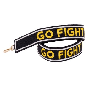 Hot Trending Yellow Beaded University Team Sports Fan Special Gameday Bag Straps Custom Golden Black Letter Strap & White Trim - Product Image 2