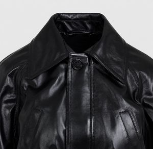 <b>Black</b> Leather Bomber <b>Jacket</b> Women, Vintage Cropped Oversized, Streetwear Style Trending Fashion - Product Image 4