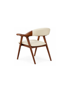 Fauteuil en bois massif de style mid-century avec siège rembourré et dossier incurvé, meubles modernes pour salle à manger et salon - Product Image 3
