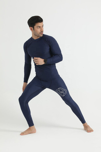 <b>Men's</b> Gray <b>Compression</b> Long Sleeve Crew Neck <b>Top</b> Full Length Seamless Spandex Polyester Sweat-Wicking Breathable Quick Dry - Product Image 6