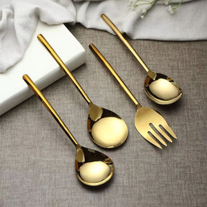 Juego de Servidores de Ensalada de Acero Inoxidable Ecológico con Diseño Chapado en Oro Premium, Nuevo Diseño, Apto para Lavavajillas, para Uso Diario - Product Image 1