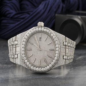 Reloj de Lujo con Moissanita y Diamantes, Esfera Redonda, Joyería Hip Hop, Reloj de Alta Gama con Diamantes Incrustados, Brillante - Product Image 1