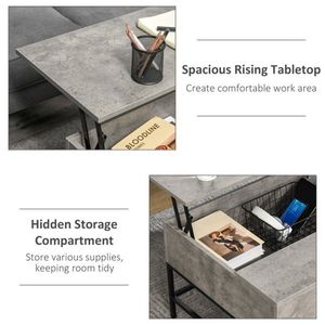 Luxury Convertible <b>Grey</b> Stone Top <b>Coffee</b> <b>Table</b> Indoor Folding Living Room and Bedroom Side <b>Table</b> with Elegant Design - Product Image 4