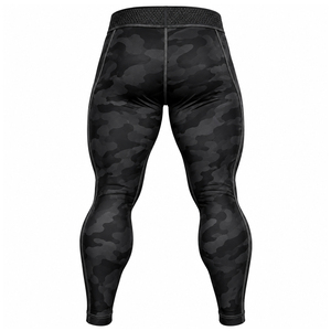 <b>Black</b> Camouflage Compression Pants <b>High</b> <b>Waist</b> Full Length Four-Way Stretch Spandex Polyester Yoga <b>Leggings</b> - Product Image 3